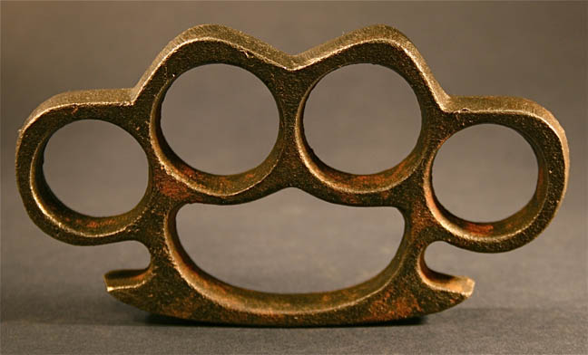 Traditional Brass Knuckle Duster Styled Paperweight and Desk