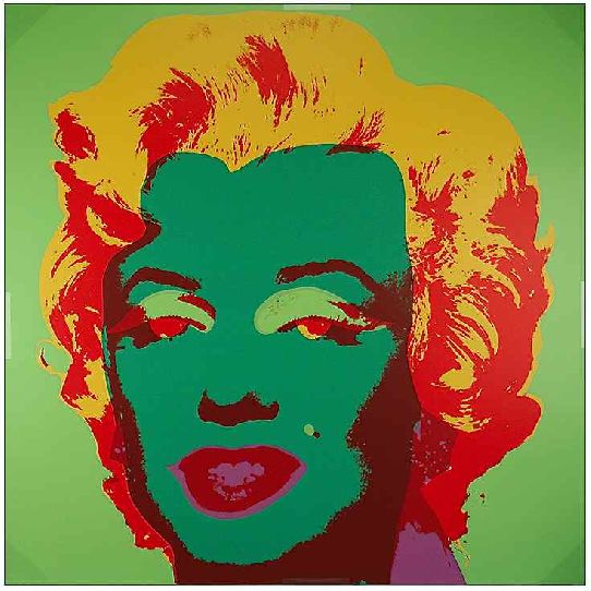Busacca Gallery: Marilyn Monroe, Green Silkscreen By Artist Andy Warhol