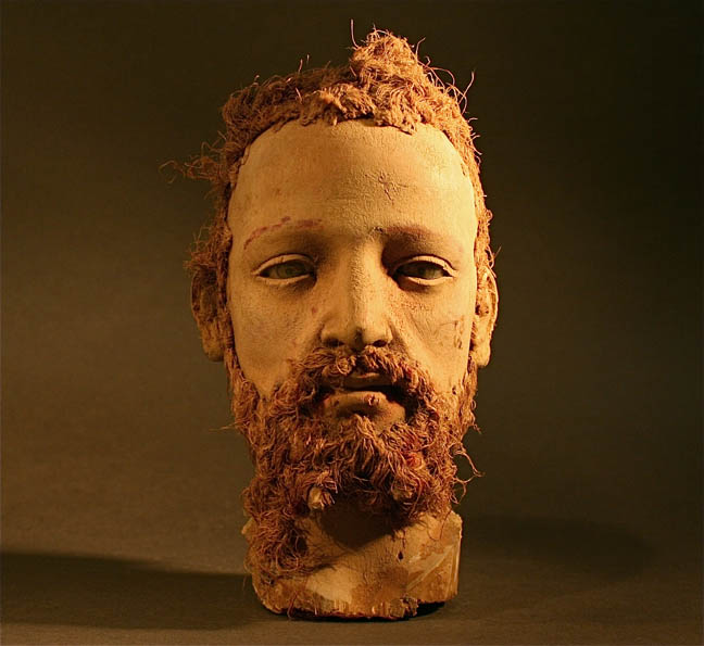 Busacca Gallery: French Antique Head of Joseph, Hand-Carved of Wood